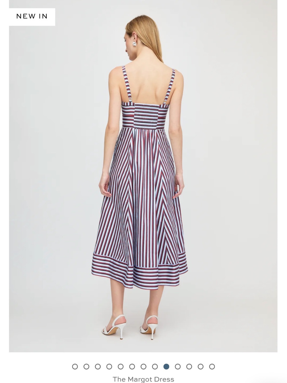Hill House Margot Dress in Firecracker Stripe Midi Sundress in Navy and White - Picture 5 of 8